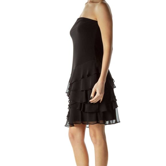 White House Black Market Black Strapless Ruffled Dress - Picture 2 of 3
